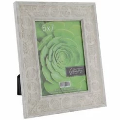 White Distressed Scroll Wood Frame - 5" X 7"