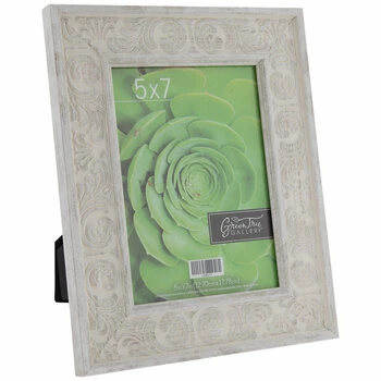 White Distressed Scroll Wood Frame - 5" X 7" 3 White Distressed Scroll Wood Frame - 5" X 7"