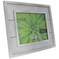 Distressed White Slatted Wood Frame