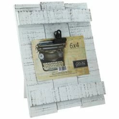 Distressed White Wood Clip Frame - 6" X 4"