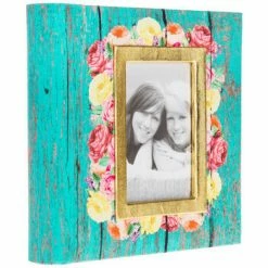 Outlet ???? Teal Wood Plank Floral Photo Album - Large ????